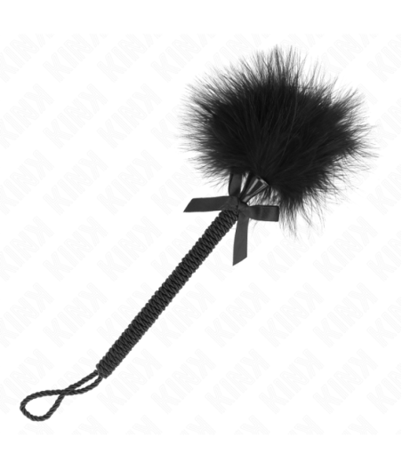 KINK - BACCHETTA IN CORDA DI NYLON CON PIUME TICKLE E FIOCCO NERO 25 CM