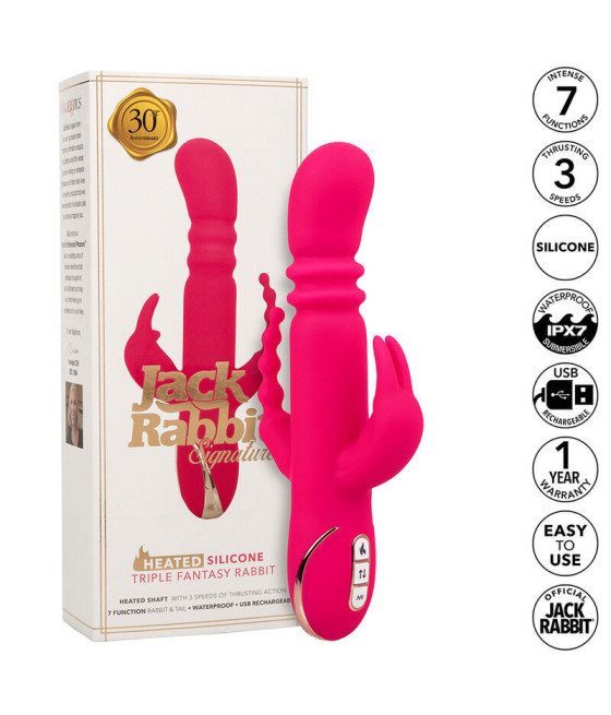 CALEXOTICS - JACK FANTASY VIBRATORE TRIPLO RISCALDATO ROSA CONIGLIO