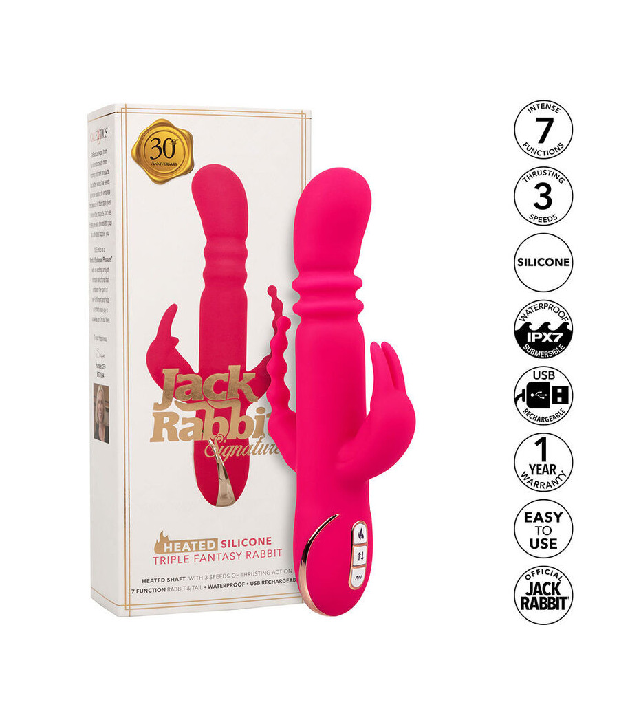 CALEXOTICS - JACK FANTASY VIBRATORE TRIPLO RISCALDATO ROSA CONIGLIO