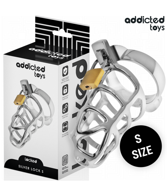ADDICTED TOYS LOCKED - GABBIA PER PENE IN METALLO CON BLOCCAGGIO ARGENTO TAGLIA S