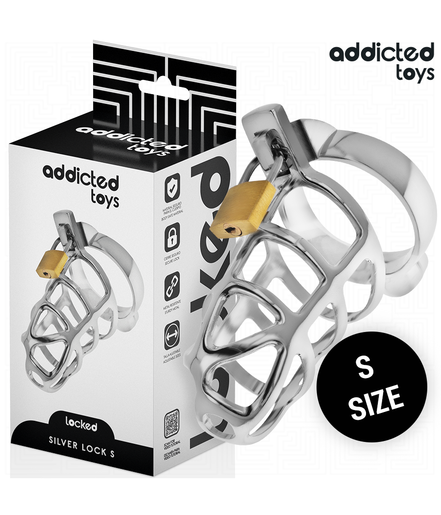 ADDICTED TOYS LOCKED - GABBIA PER PENE IN METALLO CON BLOCCAGGIO ARGENTO TAGLIA S