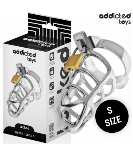 ADDICTED TOYS LOCKED - GABBIA PER PENE IN METALLO CON BLOCCAGGIO ARGENTO TAGLIA S