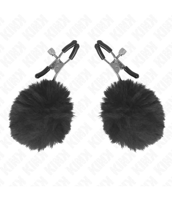 KINK - MORSETTO PER CAPEZZOLI CON SFERA IN ECOPELLICCIA NERA 6 CM