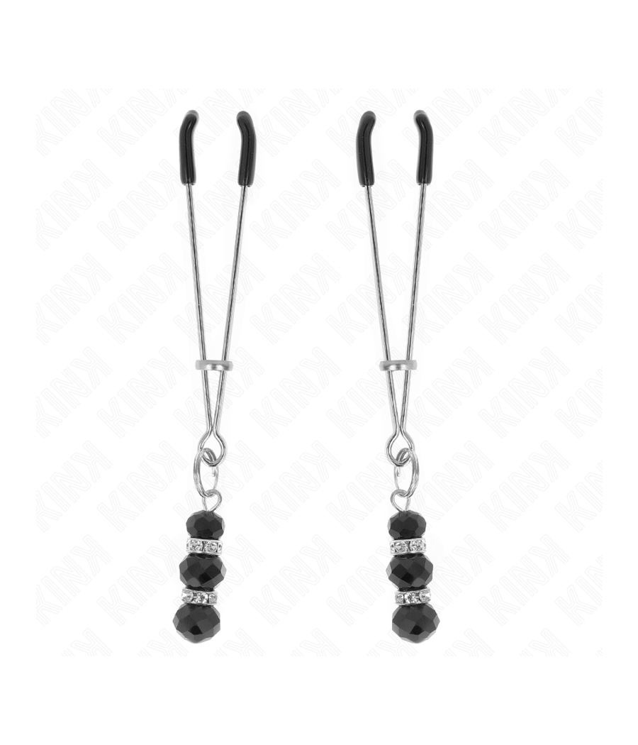 KINK - PINZE PER CAPEZZOLI SOTTILI ORO CON 3 PERLINE DI VETRO NERE 7 CM