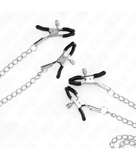KINK - 4 MORSETTI PER CAPEZZOLI E CLIT REGOLABILI ARGENTO