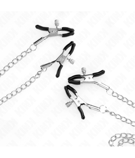 KINK - 4 MORSETTI PER CAPEZZOLI E CLIT REGOLABILI ARGENTO
