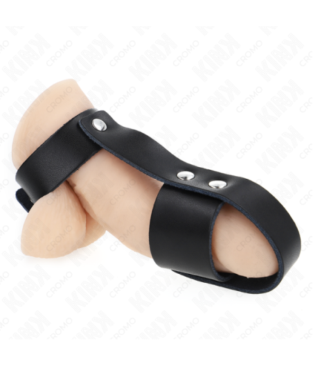 KINK - ANELLO PER GABBIA PER PENE IN PELLE CON DIVISORE PER PALLINE REGOLABILE