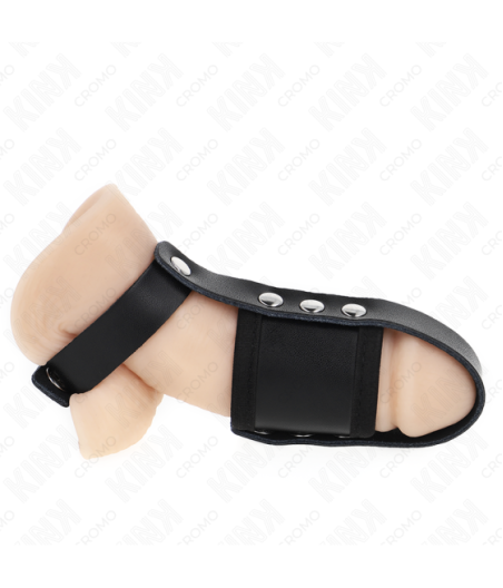 KINK - ANELLO PER GABBIA PER PENE IN PELLE CON CINTURINO DIVISORE PER PALLINE RIVESTITO REGOLABILE