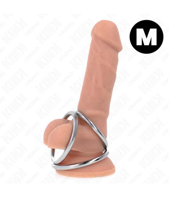 KINK - ANELLO PER PENE IN METALLO CROMATO TRIPLO DA 3,8 CM A 5 CM MODELLO 2