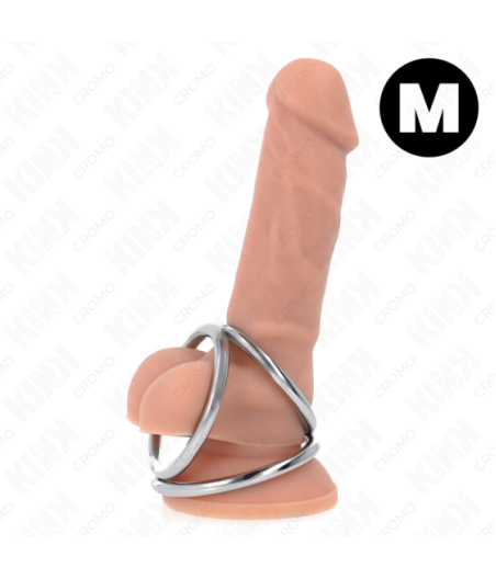 KINK - ANELLO PER PENE IN METALLO CROMATO TRIPLO DA 3,8 CM A 5 CM MODELLO 2