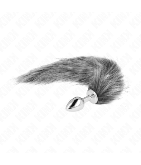 KINK - PLUG ANALE TAGLIA S 7 X 3 CM CON CODA SINTETICA 40 CM GRIGIO