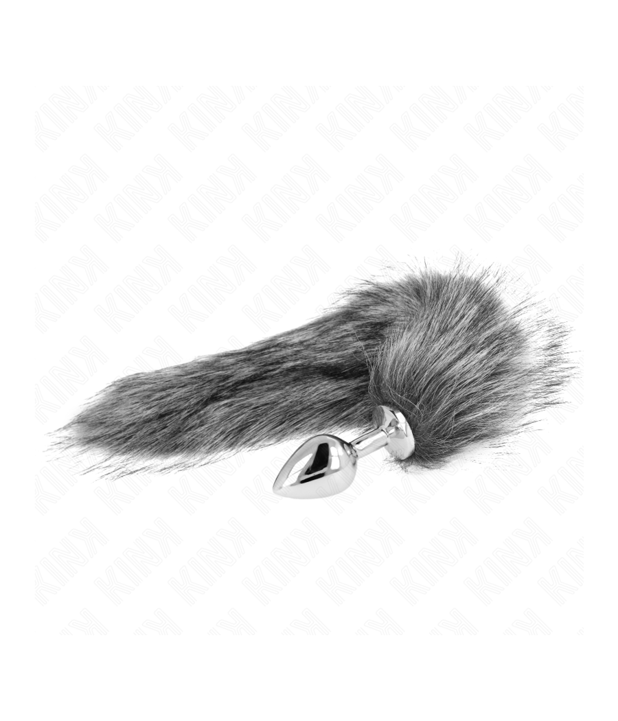 KINK - PLUG ANALE MISURA M 8 X 3,5 CM CON CODA SINTETICA 40 CM GRIGIO