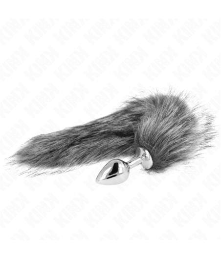 KINK - PLUG ANALE MISURA M 8 X 3,5 CM CON CODA SINTETICA 40 CM GRIGIO