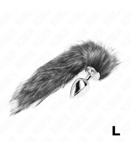 KINK - PLUG ANALE MISURA L 10 X 4 CM CON CODA SINTETICA 40 CM GRIGIO