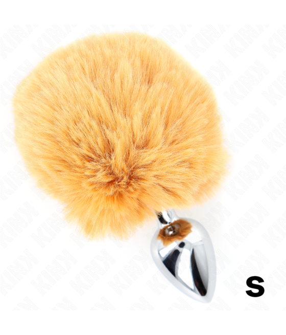 KINK - SPINA IN ACCIAIO INOSSIDABILE 7 x 3 CM CON CODA DI CONIGLIO IN ECOPELLICCIA BEIGE 8 CM