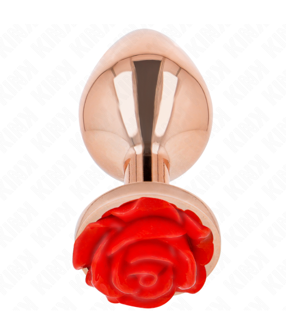 KINK - PLUG ANALE IN ORO ROSA CON ROSA ROSSA L