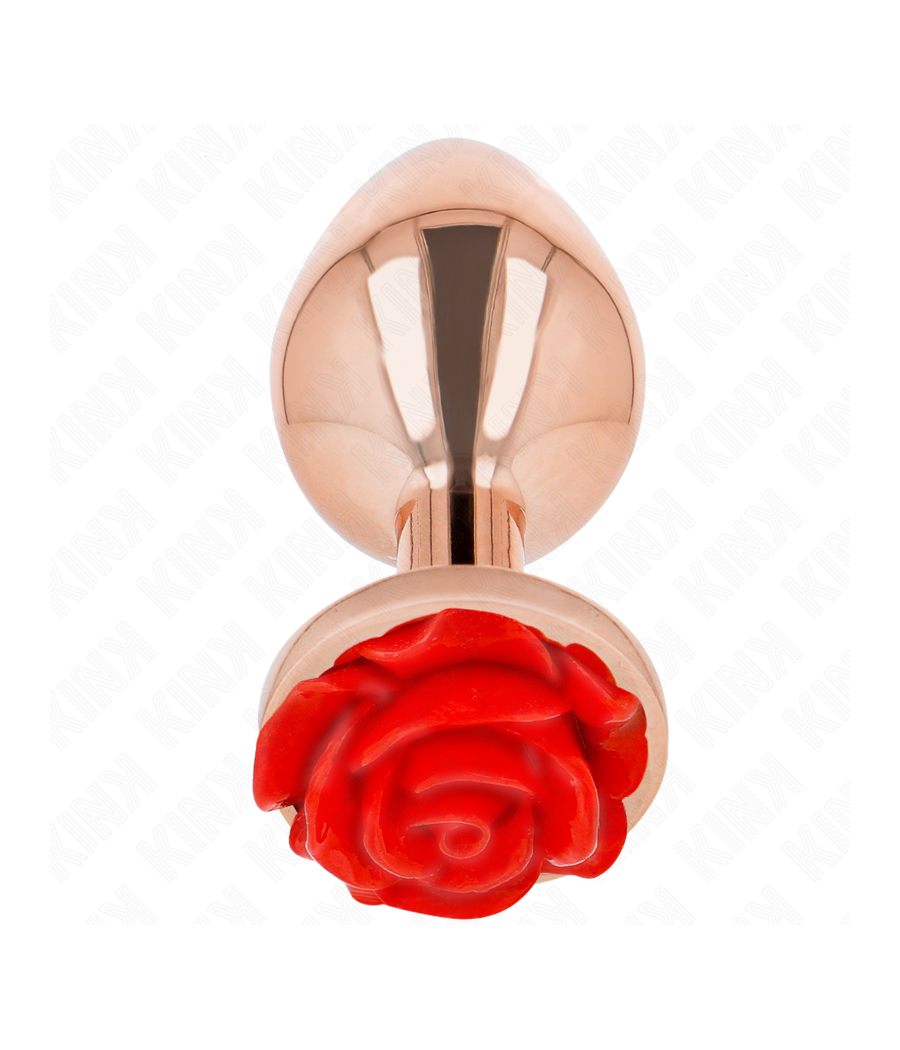 KINK - PLUG ANALE IN ORO ROSA CON ROSA ROSSA L