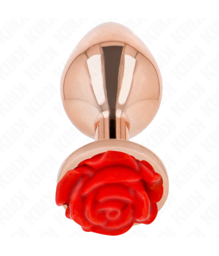 KINK - PLUG ANALE IN ORO ROSA CON ROSA ROSSA L