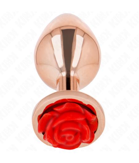 KINK - PLUG ANALE IN ORO ROSA CON ROSA ROSSA M