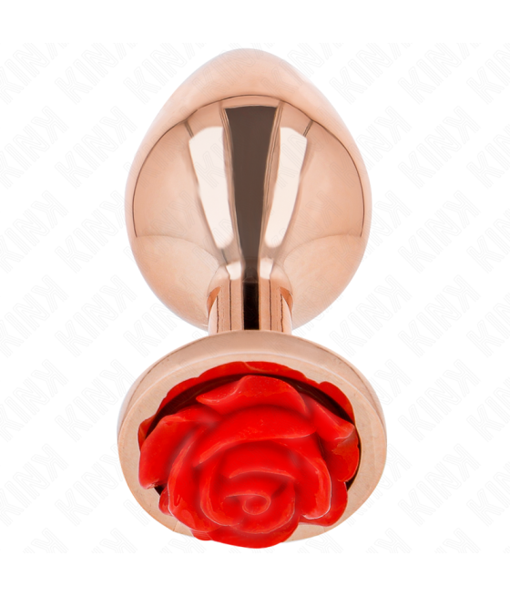 KINK - PLUG ANALE IN ORO ROSA CON ROSA ROSSA S