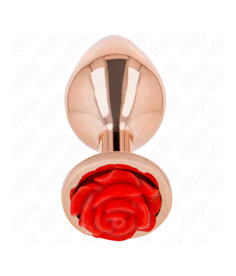 KINK - PLUG ANALE IN ORO ROSA CON ROSA ROSSA S