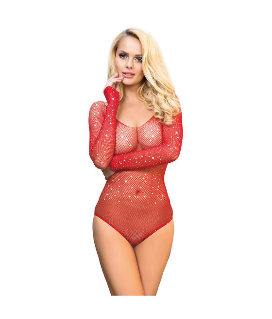 SUBBLIME - 952303 BODY LUCIDO CON SPALLE SCOPERTE MANICA LUNGA ROSSO TAGLIA UNICA