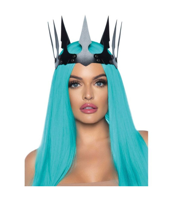 LEG AVENUE - CORONA MALEFICENT IN PELLE SINTETICA CON BORCHIE NERA