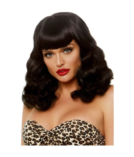 LEG AVENUE - PARRUCCA RETRO RICCIA CON FRANGIA NERA LUMINISCENTE