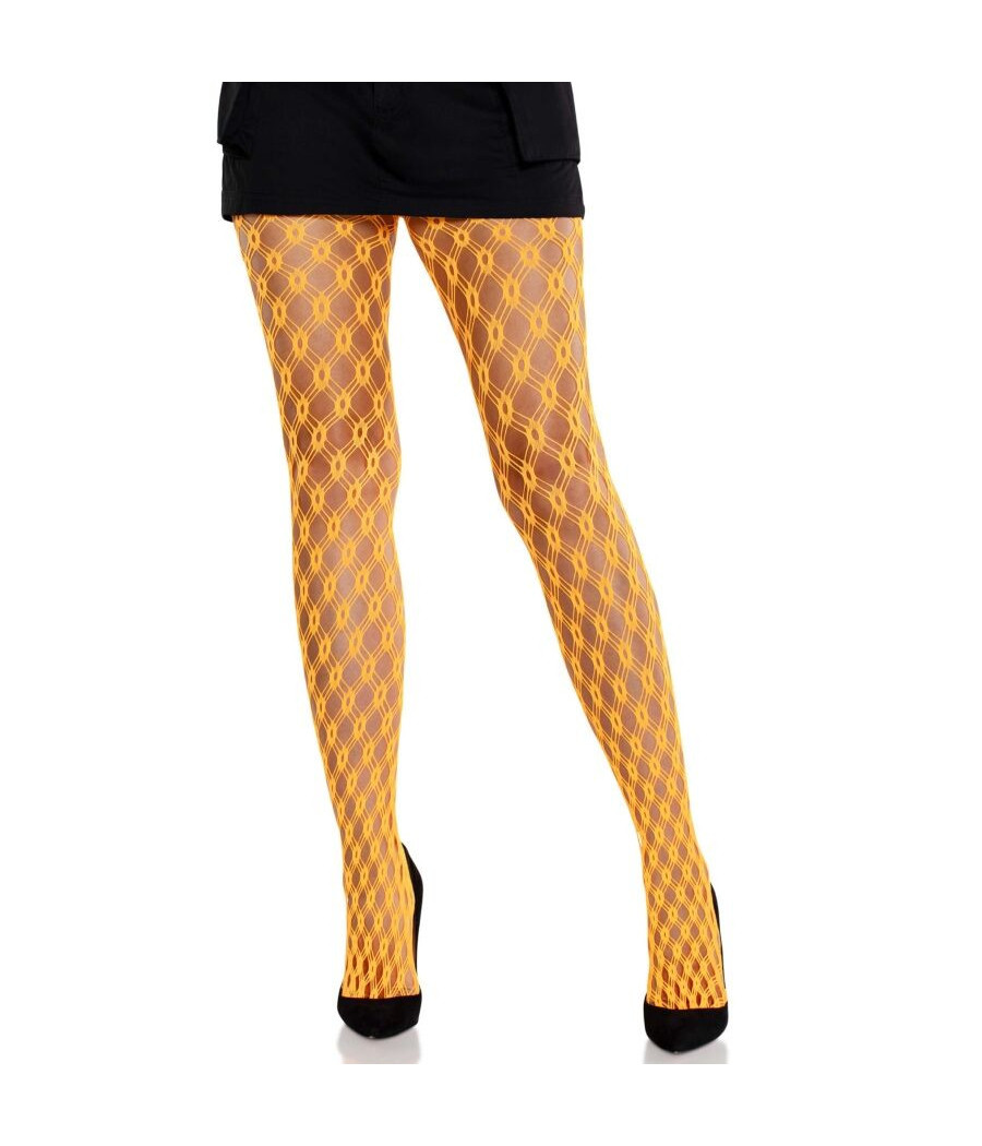 LEG AVENUE - COLLANT IN PIZZO CON OCCHIELLI NEON ARANCIONE