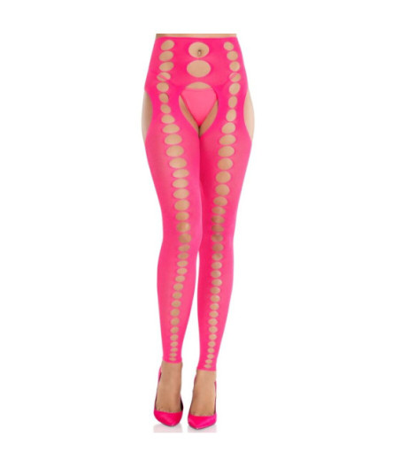 LEG AVENUE - CALZE COPRENTI SENZA SPALLINE E SENZA CUCITURE ROSA NEON
