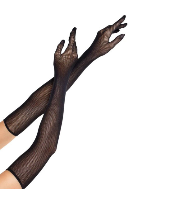 LEG AVENUE - GUANTI LUNGHI A RETE OPERA NERI