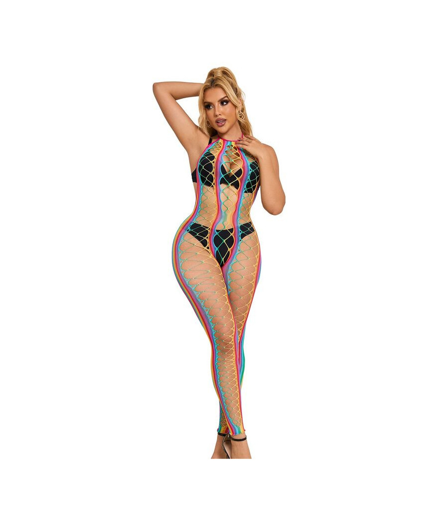 SUBBLIME - 952358 BODYSTOCKING CON COLLO ALTO IN RETE ARCOBALENO XS/M