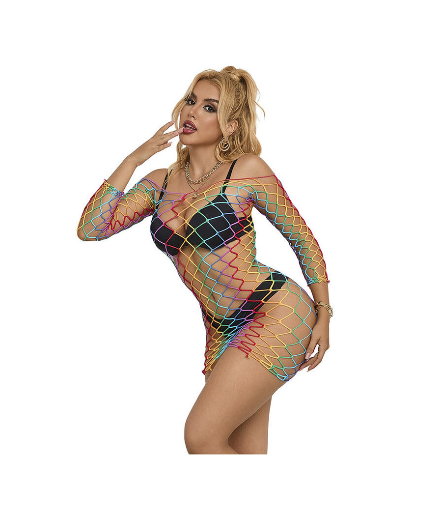 SUBBLIME - 952426 VESTITO A RETE MANICA LUNGA ARCOBALENO TAGLIA UNICA