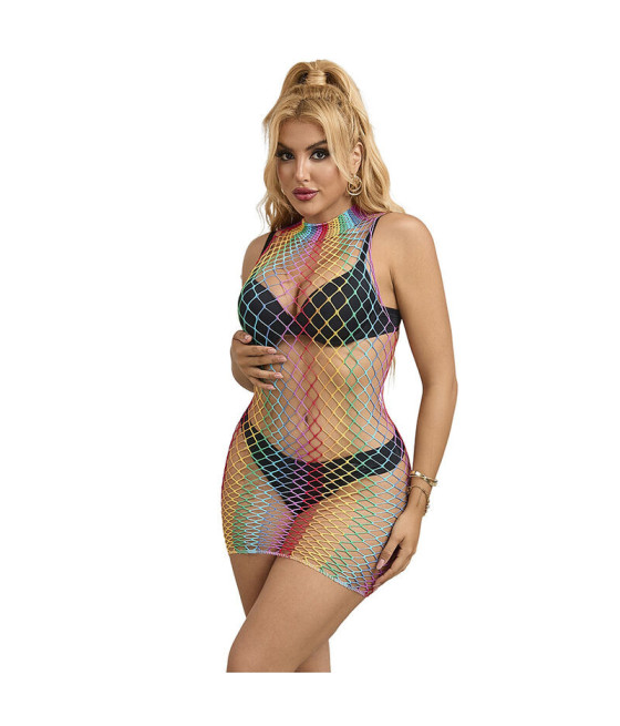 SUBBLIME - 952433 VESTITO A RETE SENZA MANICHE COLLO ALTO ARCOBALENO TAGLIA UNICA