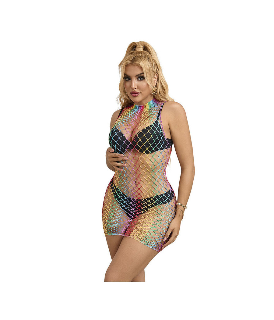 SUBBLIME - 952433 VESTITO A RETE SENZA MANICHE COLLO ALTO ARCOBALENO TAGLIA UNICA