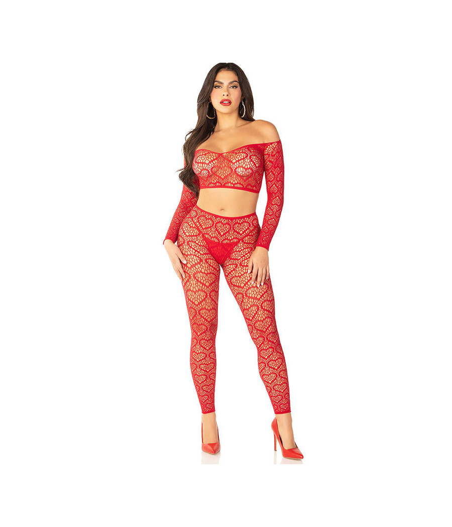 LEG AVENUE - CROP TOP + CALZE ROSSO TAGLIA UNICA