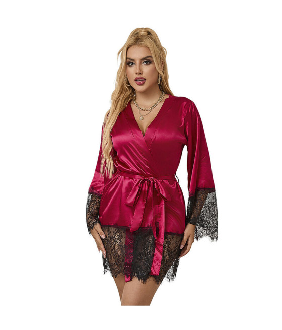 SUBBLIME - 953812 ELEGANTE PIGIAMA IN PIZZO + PERIZOMA ROSSO S/M