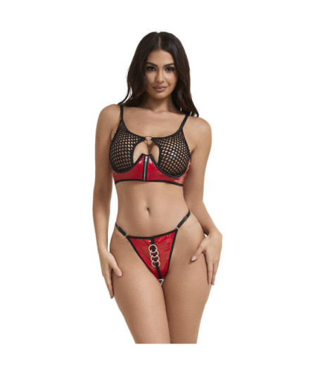 SUBBLIME - 955533 REGGISENO IN VERNICE ROSSA CON CERNIERA E REGGISENO A RETINO S/M