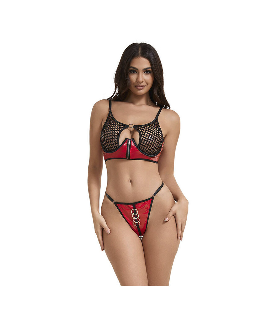 SUBBLIME - 955540 REGGISENO IN VERNICE ROSSA CON CERNIERA E REGGISENO A RETINO L/XL