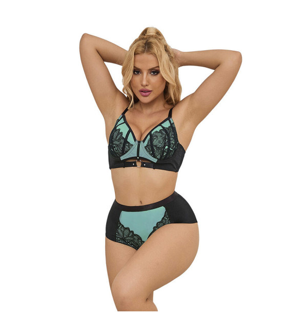 SUBBLIME - 955557 SET REGGISENO IN VERNICE VERDE CON CERNIERA S/M