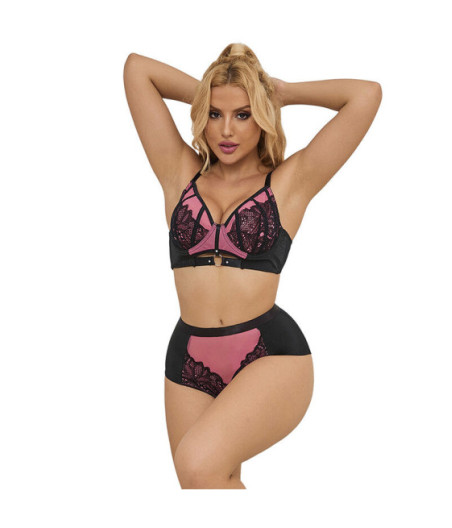 SUBBLIME - 955571 SET REGGISENO IN VERNICE ROSA CON CERNIERA E REGGISENO A RETINO S/M