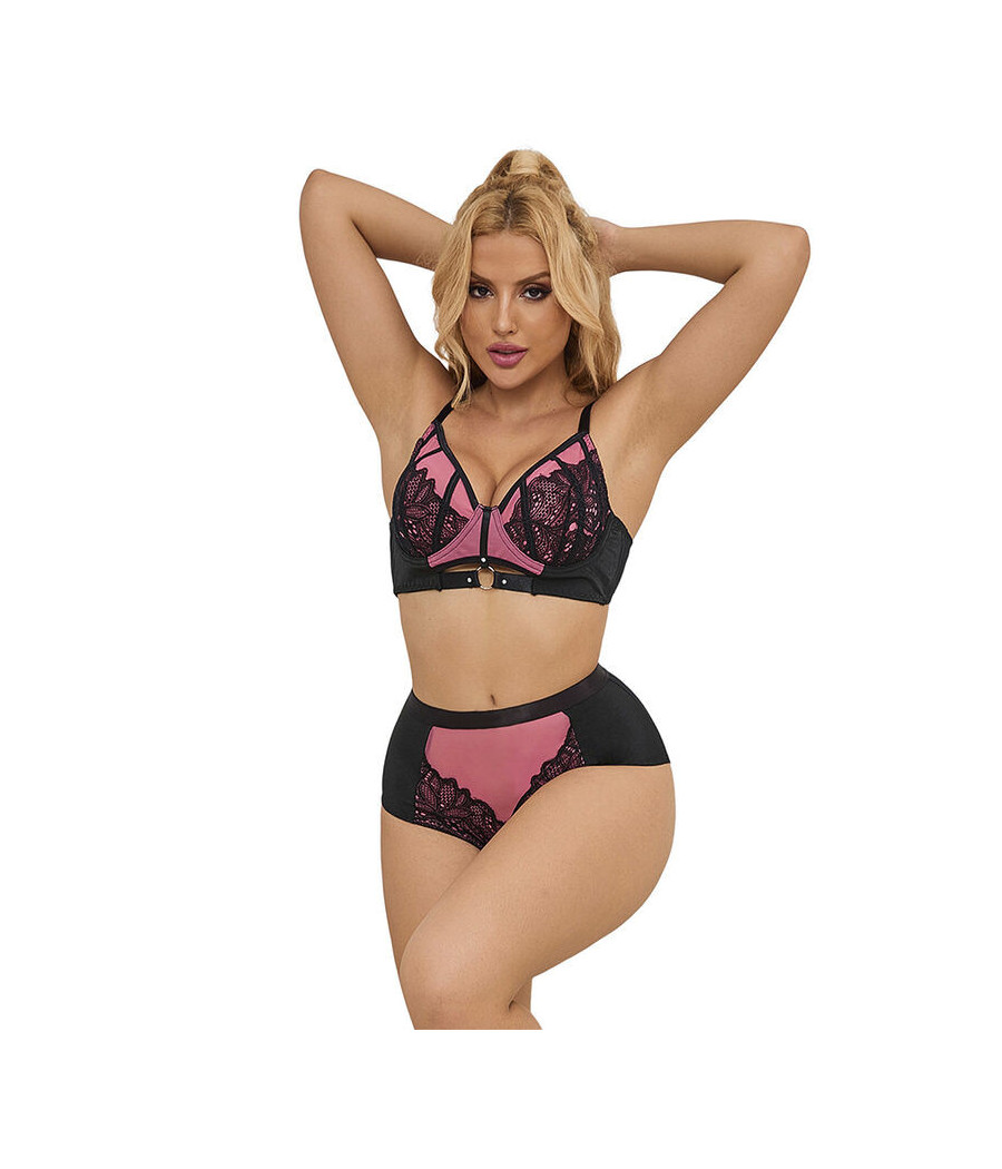 SUBBLIME - 955588 SET REGGISENO IN VERNICE ROSA CON CERNIERA IN RETE L/XL