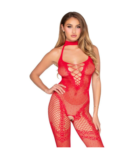 LEG AVENUE - 89336 BODYSTOCKING ROSSO SENZA CAVALLO - TAGLIA UNICA
