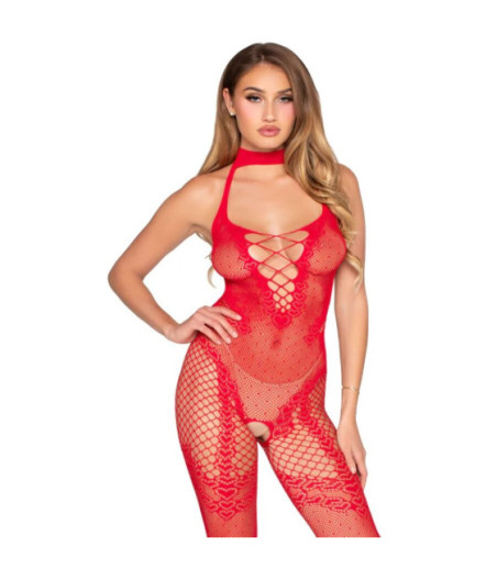 LEG AVENUE - 89336 BODYSTOCKING ROSSO SENZA CAVALLO - TAGLIA UNICA