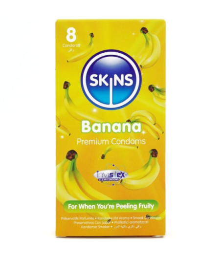 SKINS - PRESERVATIVI BANANA PREMIUM CONFEZIONE DA 8