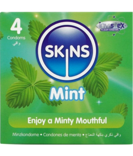 SKINS - PRESERVATIVI PREMIUM ALLA MENTA CONFEZIONE DA 4