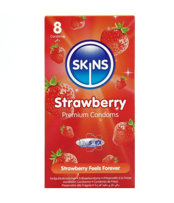 SKINS - PRESERVATIVI PREMIUM ALLA FRAGOLA CONFEZIONE DA 8