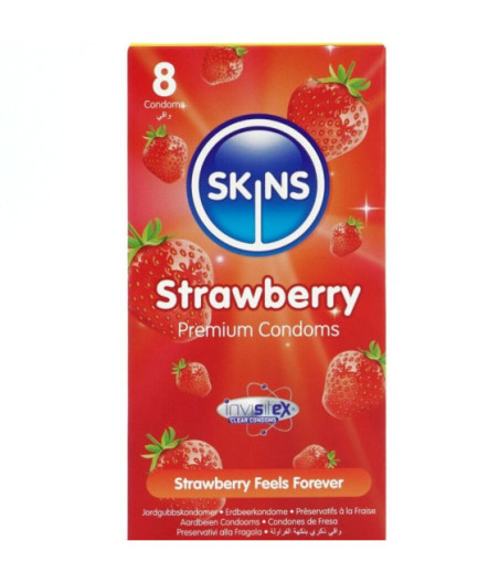 SKINS - PRESERVATIVI PREMIUM ALLA FRAGOLA CONFEZIONE DA 8