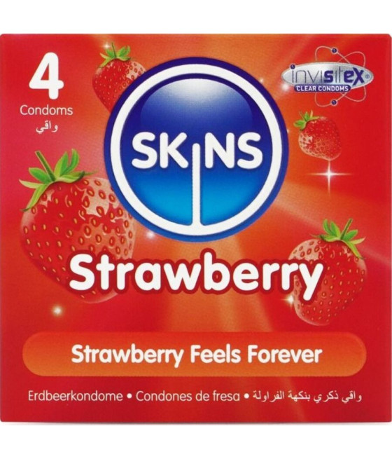 SKINS - PRESERVATIVI PREMIUM ALLA FRAGOLA CONFEZIONE DA 4