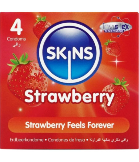 SKINS - PRESERVATIVI PREMIUM ALLA FRAGOLA CONFEZIONE DA 4